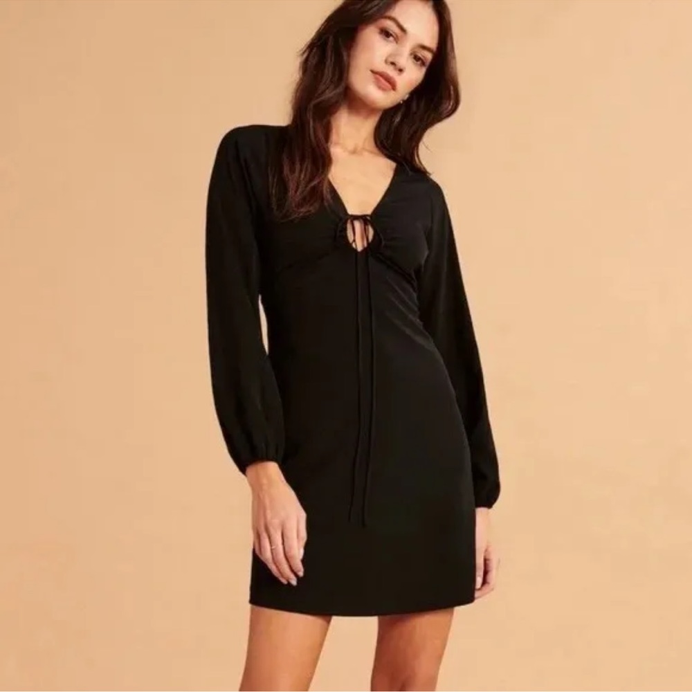 New Abercrombie & Fitch Long-Sleeve Strappy Halter Mini Dress large Tall